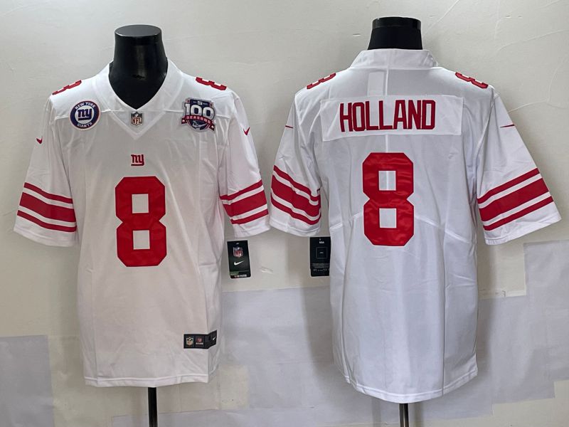 Men 2025 New York Giants #8 Holland White Second generations Nike Limited NFL Jersey style 3->new york giants->NFL Jersey